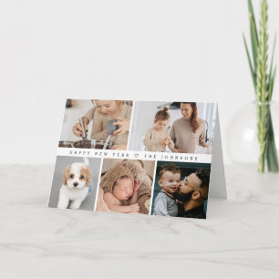 Moderne Neujahrs-Familienfoto-Collage individuell Feiertagskarte