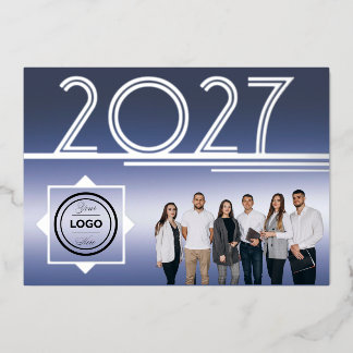 Moderne Neujahrs-Logo-Foto-Grußkarte 2027 Folieneinladung