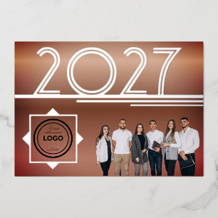 Moderne Neujahrs-Logo-Foto-Grußkarte 2027 Folieneinladung