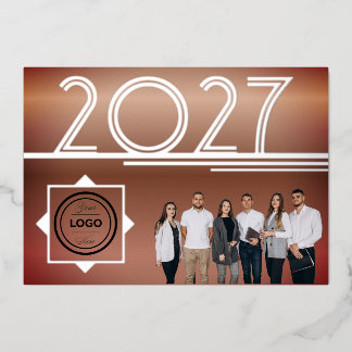 Moderne Neujahrs-Logo-Foto-Grußkarte 2027 Folieneinladung