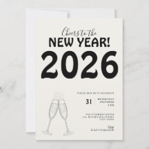 Moderne Neujahrsgrüße Fette Typo Schwarz Weiß
