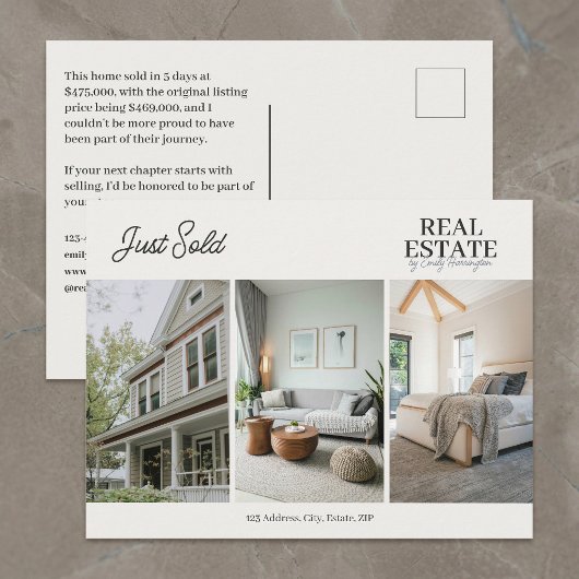 Moderne Neutral Makler Just Sold Postkarte