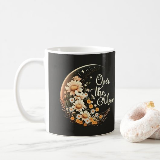 Moderne Neutral über den Mond Kaffeetasse (Mit Donut)