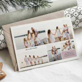 Moderne neutrale 5-Foto-Elegant-Doppelseitig Feiertagskarte