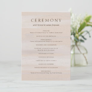Moderne neutrale Aquarell elegante Hochzeit Programm