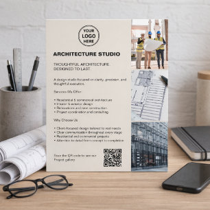 Moderne Neutrale Architektur Geschäftsfoto Logo QR Flyer