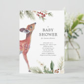 Moderne neutrale Baby-Dusche für Winterhirsche Einladung (Stehend Vorderseite)
