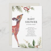 Moderne neutrale Baby-Dusche für Winterhirsche Einladung (Vorne/Hinten)