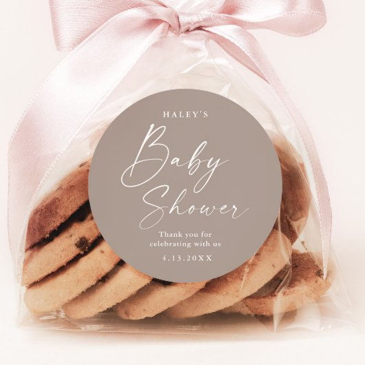 Moderne, neutrale Babydusche für das Skriptgeschle Runder Aufkleber