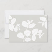 Moderne, neutrale Beige Eukalyptus Wedding RSVP (Rückseite)