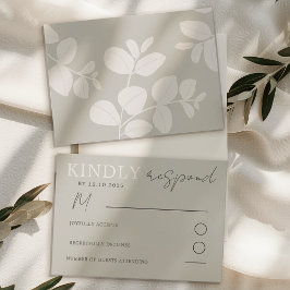 Moderne, neutrale Beige Eukalyptus Wedding RSVP