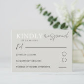 Moderne, neutrale Beige Eukalyptus Wedding RSVP Karte (Stehend Vorderseite)