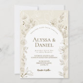 Moderne, neutrale Blätter mit Flora Einladung (Vorderseite)