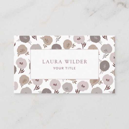 Moderne neutrale boho-Blume Visitenkarte (Vorderseite)