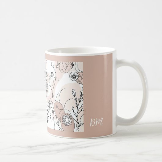 Moderne neutrale Boho Brown Ästhetik Kaffeetasse (Rechts)