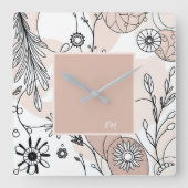 Moderne neutrale Boho Brown Ästhetik Quadratische Wanduhr (Vorderseite)