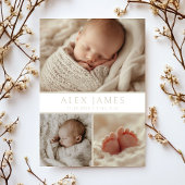 Moderne neutrale Boho Foto Collage Baby Birth Ankündigung
