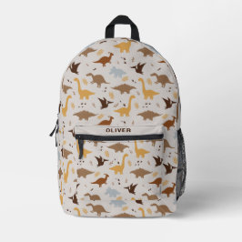 Moderne neutrale Creme Dinosaur Dino Muster Bedruckter Rucksack