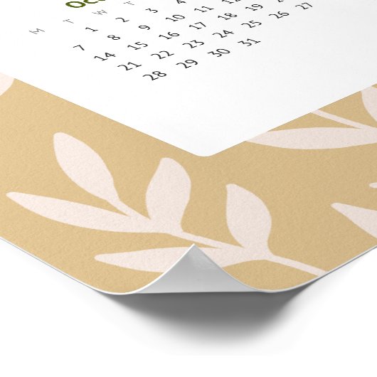 Moderne neutrale Erdleaf-Muster-Kalender 2024 Poster (Ecke)