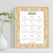 Moderne neutrale Erdleaf-Muster-Kalender 2024 Poster