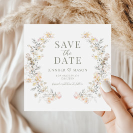 Moderne neutrale florale Save-The-Date-Foto-Einlad