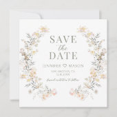 Moderne neutrale florale Save-The-Date-Foto-Einlad (Vorderseite)