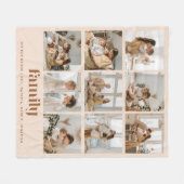 Moderne neutrale Fotocollage-Familiennamen Fleecedecke (Vorderseite (Horizontal))