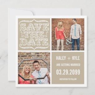Moderne NEUTRALE Fotokarten zum "Save the Date" im Einladung