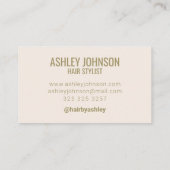 Moderne neutrale Haarstystiktypografie Visitenkarte (Rückseite)