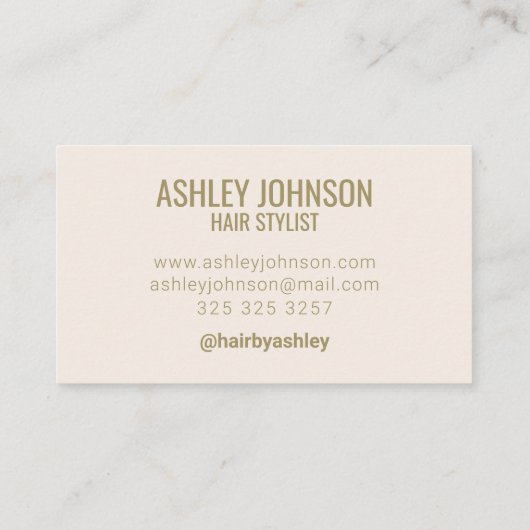 Moderne neutrale Haarstystiktypografie Visitenkarte (Rückseite)