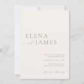 Moderne, neutrale Hochzeit von Elfenbein und Mocha Einladung (Vorderseite)