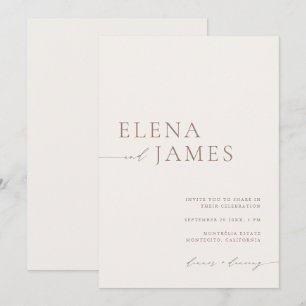 Moderne, neutrale Hochzeit von Elfenbein und Mocha Einladung