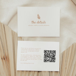 Moderne neutrale Hochzeitdetails QR-Code Begleitkarte