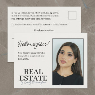 Moderne neutrale Immobilienmaklerin-Einführung Postkarte