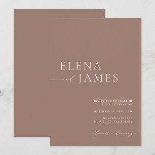 Moderne neutrale Mocha & Elfenbeinhochzeit Einladung