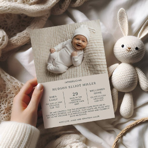 Moderne neutrale NICU-Abschluss-Foto eines Frühche Ankündigung