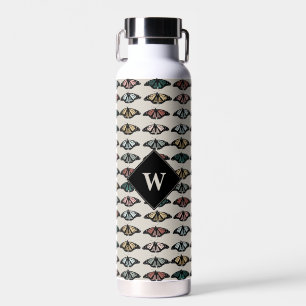 Moderne neutrale Schmetterlinge Garten Muster Mono Trinkflasche