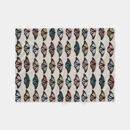 Moderne neutrale Schmetterlinge Gartenmuster Fleecedecke (Vorderseite (Horizontal))