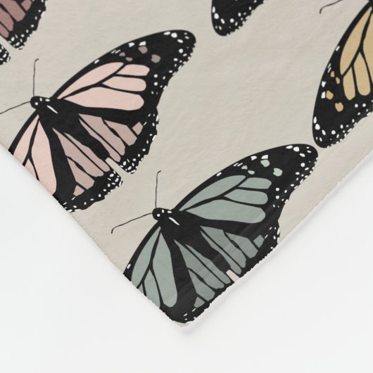 Moderne neutrale Schmetterlinge Gartenmuster Fleecedecke (Ecke)