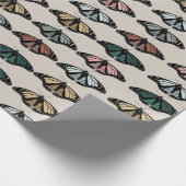 Moderne neutrale Schmetterlinge Gartenmuster Geschenkpapier (Ecke)