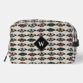 Moderne neutrale Schmetterlinge Gartenmuster-Monog Waschbeutel (Rückseite)