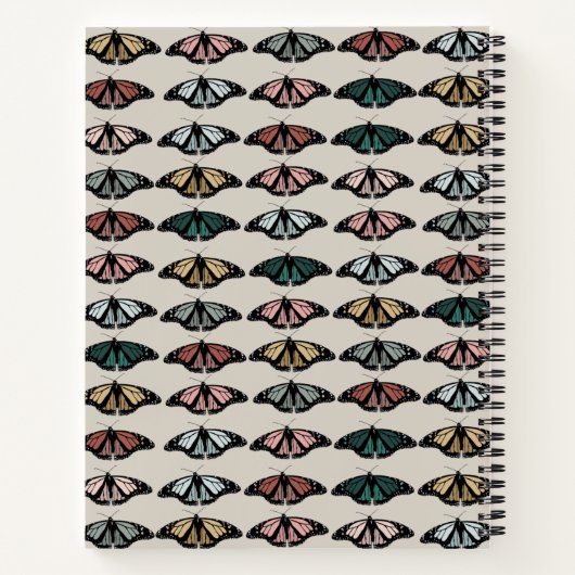 Moderne neutrale Schmetterlinge Gartenmuster Notizblock (Rückseite)