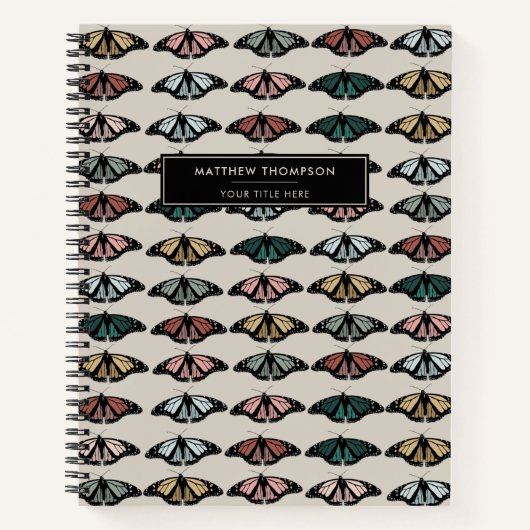 Moderne neutrale Schmetterlinge Gartenmuster Notizblock (Vorderseite)