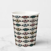 Moderne neutrale Schmetterlinge Gartenmuster Pappbecher (Links)