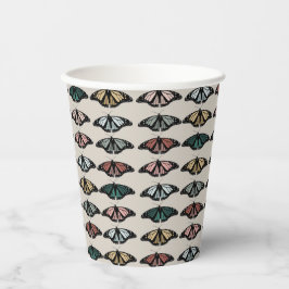 Moderne neutrale Schmetterlinge Gartenmuster Pappbecher