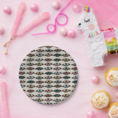 Moderne neutrale Schmetterlinge Gartenmuster Pappteller (Party)