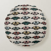 Moderne neutrale Schmetterlinge Gartenmuster Rundes Kissen (Vorderseite)