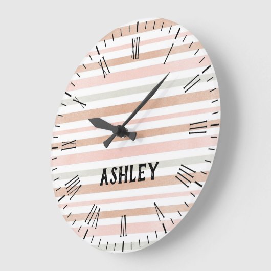 Moderne neutrale Streifen Personalisiert Große Wanduhr (Winkel)