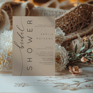 Moderne neutrale Tan & Typografie Brautparty  Einladung