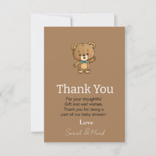 Moderne, neutrale Teddy Bear Babydusche Dankeskarte